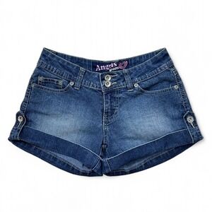 Vtg Y2K Angels Jeans Low‎ Rise Mini Denim Shorts Stretch Women's Sz 3